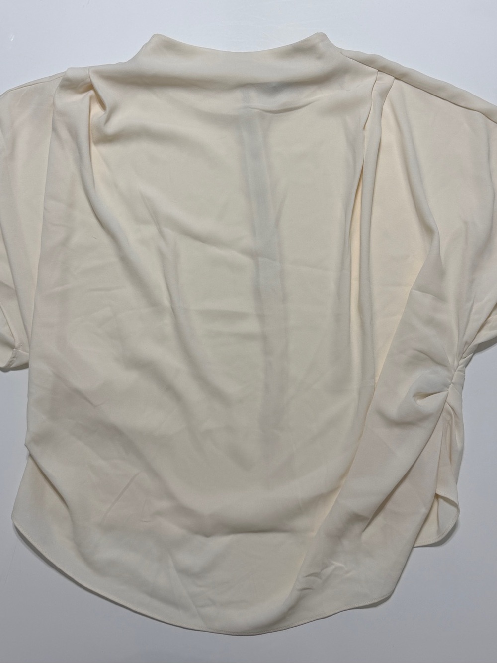 H&M Cream Short Sleeve Draped Blouse